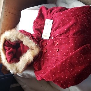 Gymboree Toddler size 2T-3T hooded zip up jacket. Red corduroy. Super cute. NWT.